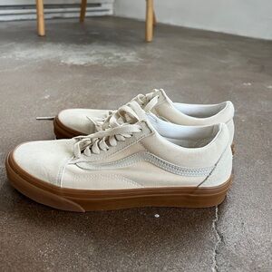 Vans Cream Canvas Sneakers with Brown Sole